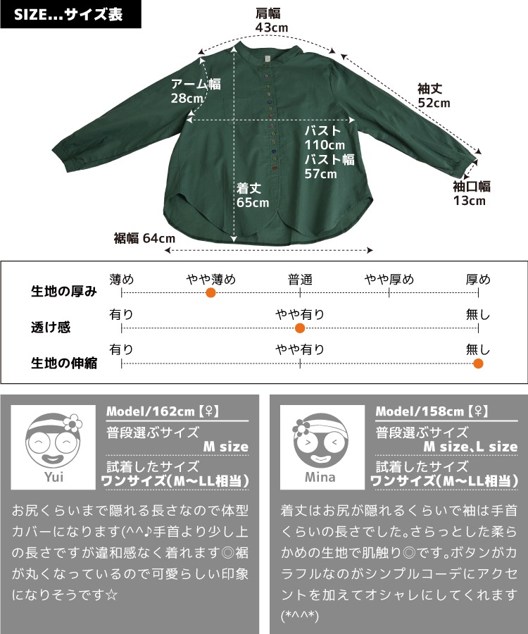 ハッピー気分。カラフルボタンシャツ の別カット