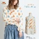 レトロな色合いが可愛い。ドット柄シフォンブラウス の別カット