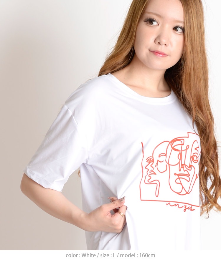 大人のフェイスアート。半袖プリントTシャツ の別カット