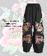 ワイドパンツ レディース チャイナ サルエルパンツ 春 夏 花柄 花 刺繍 綿麻 サルエル パンツ ワイド ロング丈 ボトムス エスニック アジアン ファッション バルーンパンツ アラジンパンツ ロングパンツ ストレートパンツ 個性的 レトロ ウエストゴム の別カット