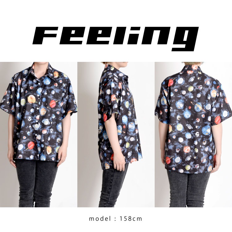幻想的コズミックデザイン。半袖柄シャツ の別カット