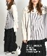 カットソー Tシャツ 長袖 レディース メンズ 春 ストライプ シャツ トップス 異素材 切り替え プルオーバー 長袖Tシャツ 長袖カットソー ロンT ドッキング オーバーサイズ 個性的 大きいサイズ アシンメトリー 綿混 コットン ゆったり 体型カバー の別カット