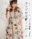 綿麻の涼し気な大人カジュアルな花総柄のロング丈ワンピース の別カット