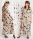 綿麻の涼し気な大人カジュアルな花総柄のロング丈ワンピース の別カット