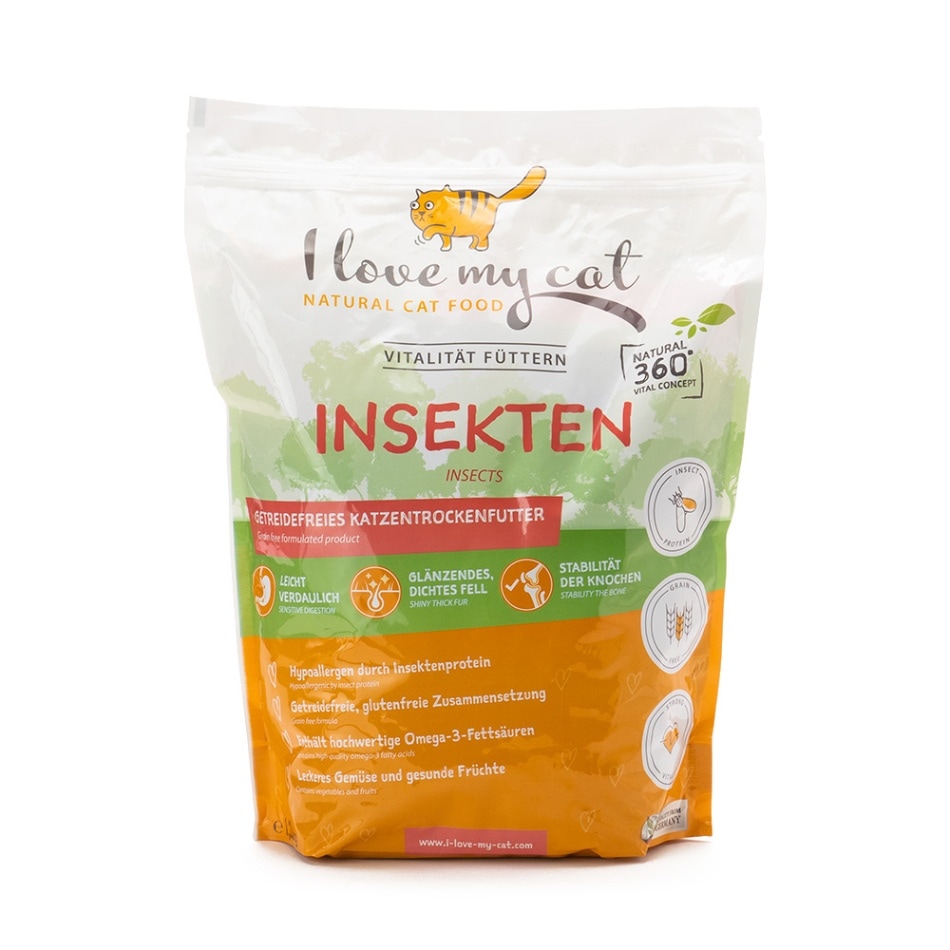 I love my cat INSEKTEN インセクト 1.2kg インセクトたんぱく質 オメガ3脂肪酸含有 グルテンフリー総合栄養食 低アレルギー性 猫の餌 アイラブマイキャット 25003 MarsaPet