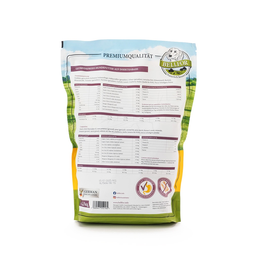 【消費期限切れ2025年7月5日】BELLFOR インセクト 昆虫 Landgut-Schmaus 田舎の邸宅のごちそう 1.2kg インセクトタンパク質配合  ドッグフード ベルフォア 2847401 MarsaPet