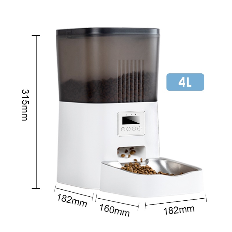 ペット用自動給餌器 ステンレス皿付 4L (小～中型犬・猫) 自動エサやり機 ペットフィーダー