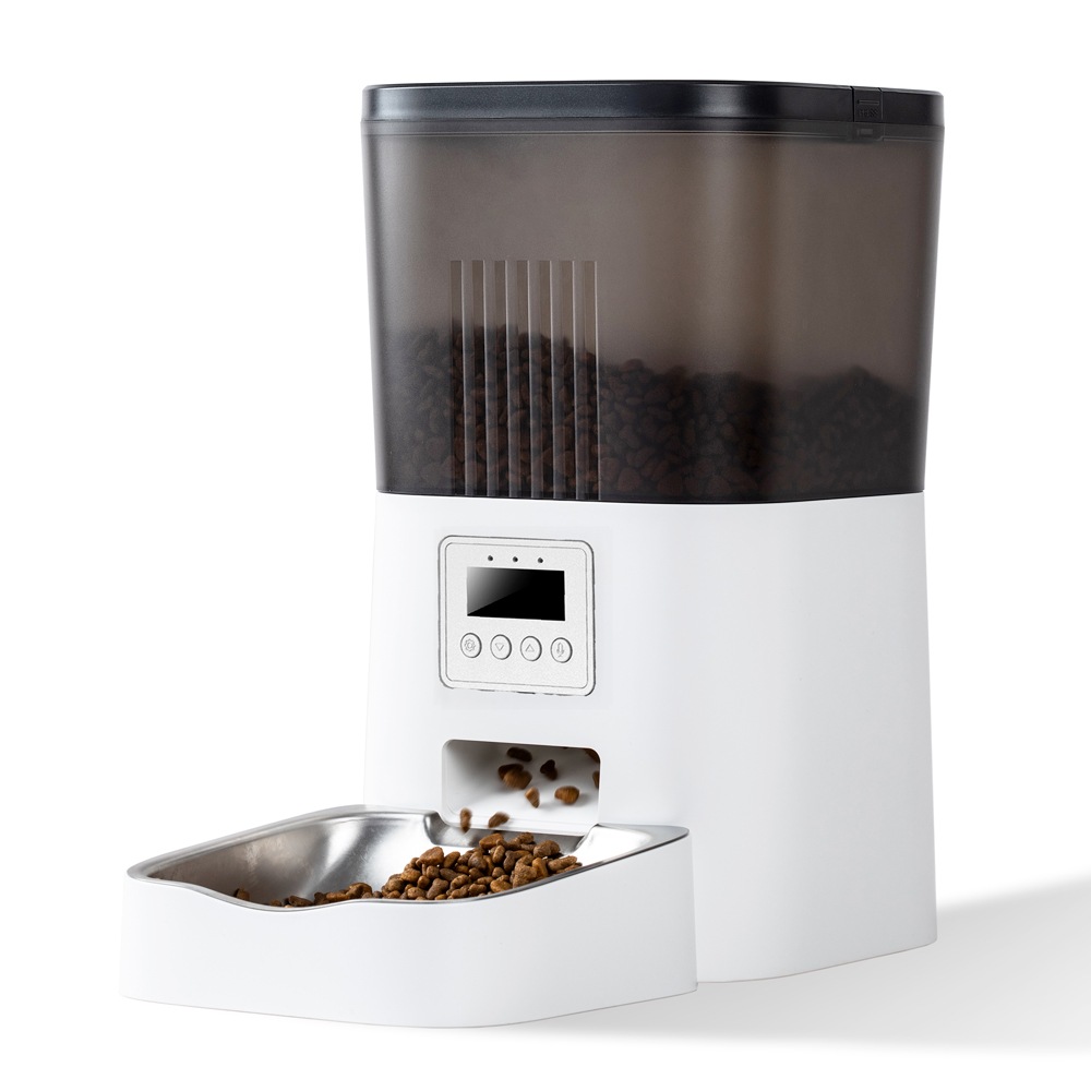 ペット用自動給餌器 ステンレス皿付 4L (小～中型犬・猫) 自動エサやり機 ペットフィーダー