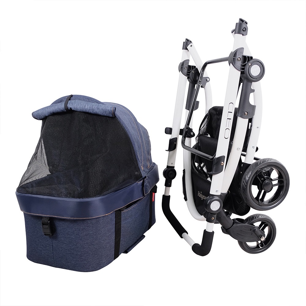 ibiyaya ニュークレオ トラベルシステム ペットストローラー 3WAY ペットカート (ブルージーンズ) 耐荷重約20kg New CLEO Travel System Pet Stroller イビヤヤ FS2191