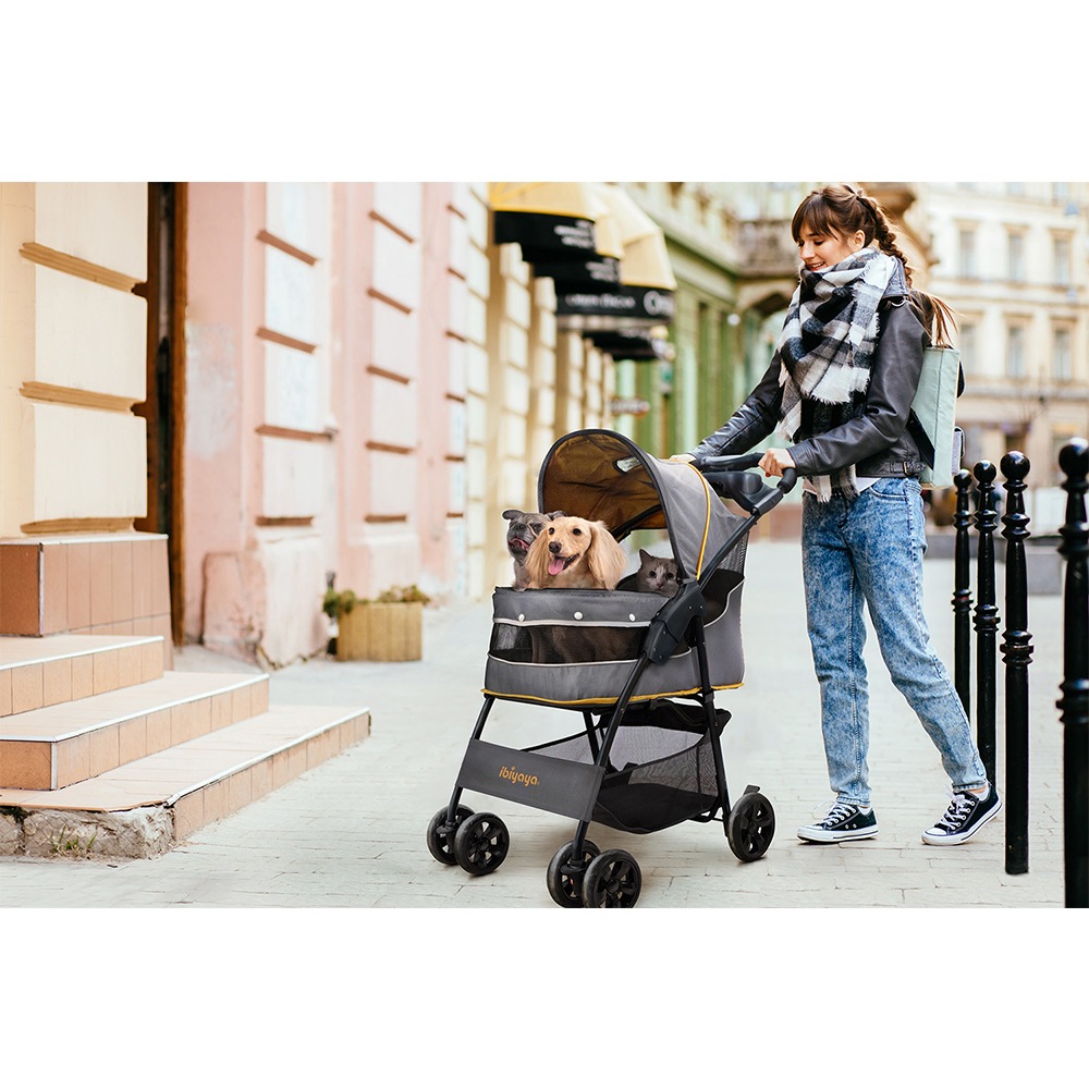 ibiyaya クラウド9 ペットストローラー ペットカート (マスタードイエロー) 耐荷重約20kg おすすめ 多頭 中型犬 小型犬 ブランド おしゃれ おでかけ Cloud 9 Pet Stroller イビヤヤ FS2010