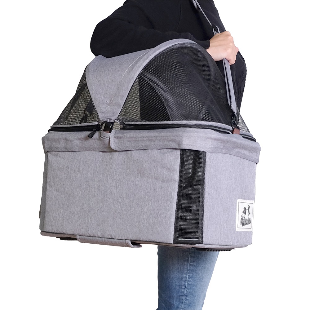 ibiyaya トラボイ トライフォールド ペットトラベルシステム 3WAY ペットカート (ニンバスグレー) 耐荷重約15kg おすすめ 多頭 中型犬 小型犬 分離型 ブランド おしゃれ 4輪 Travois Tri-fold Pet Travel System イビヤヤ FS2011