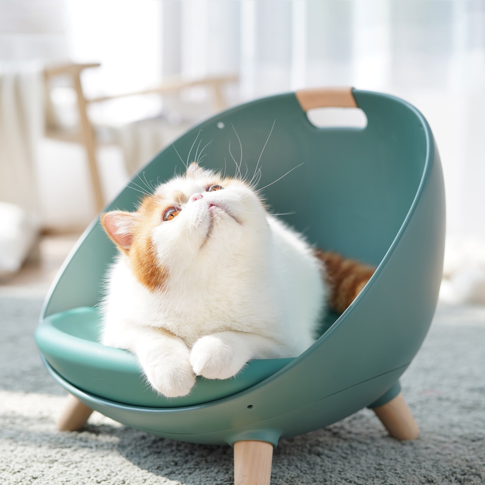 猫用ソファ 温度調整可能なペットのマルチベッド グリーン ネコ HEBENA