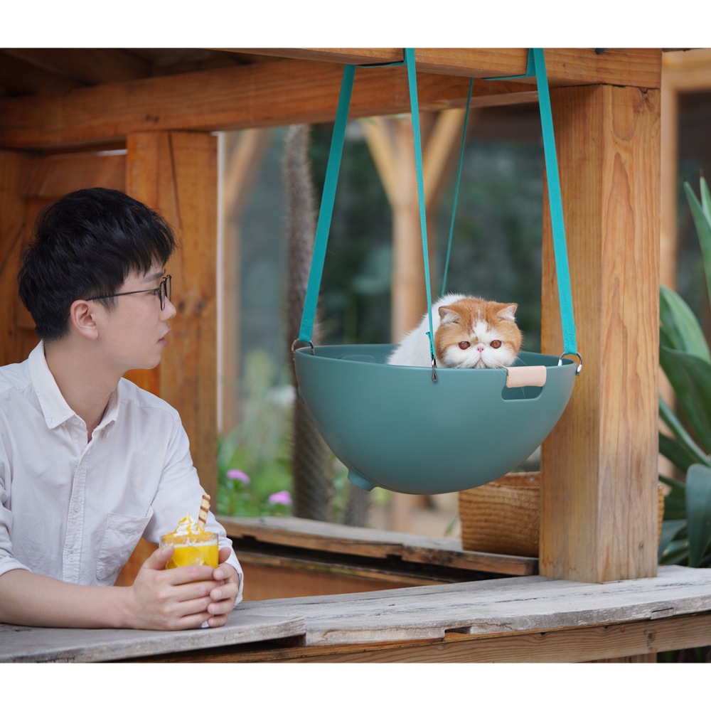 猫用ソファ 温度調整可能なペットのマルチベッド グリーン ネコ HEBENA