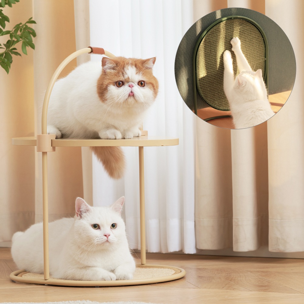 テーブル機能付き猫の爪とぎ ベージュ ネコ HEBENA