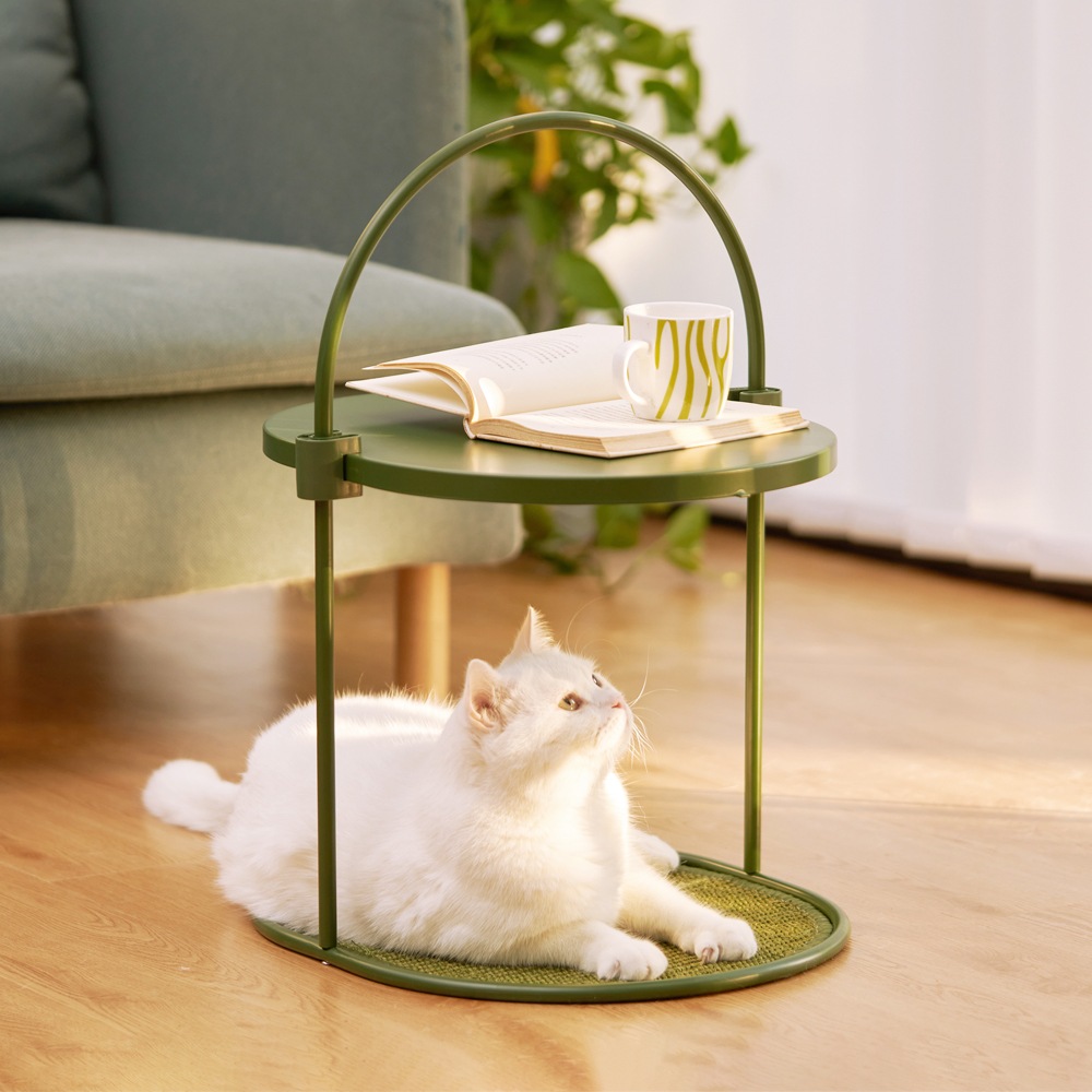 テーブル機能付き猫の爪とぎ ベージュ ネコ HEBENA