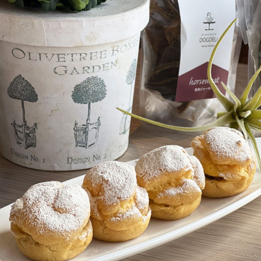 犬用おやつ 米粉のシュークリーム ～柔らか鹿肉とかぼちゃのクリーム～ 4個入 無添加 厳選素材 ワンちゃんの特別なご褒美おやつ【福岡より産地直送】【冷凍】