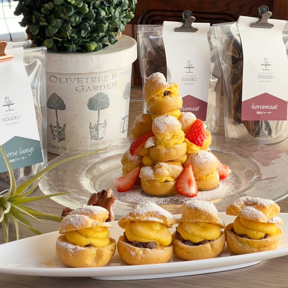 犬用おやつ 米粉のシュークリーム ～柔らか鹿肉とかぼちゃのクリーム～ 4個入 無添加 厳選素材 ワンちゃんの特別なご褒美おやつ【福岡より産地直送】【冷凍】