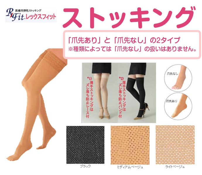 レックスフィット　Sサイズ パンスト　2足セット RxFitレックスフィット ストッキング 中圧厚手タイプ ズレ落ち