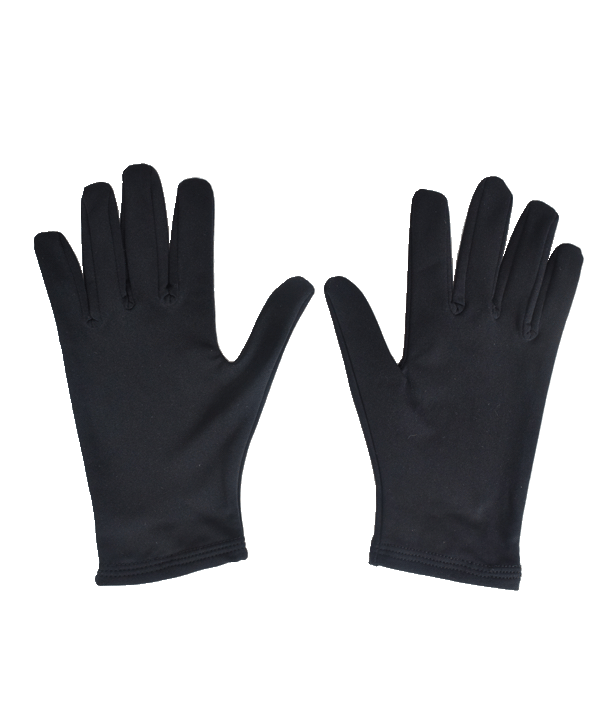 手袋を着用したフィギュア ぽかぽかスケート手袋 黒 - フィギュアスケートのコスチューム新