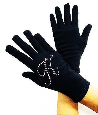 ぽかぽかスケート手袋 黒 - フィギュアスケートのコスチューム新体操