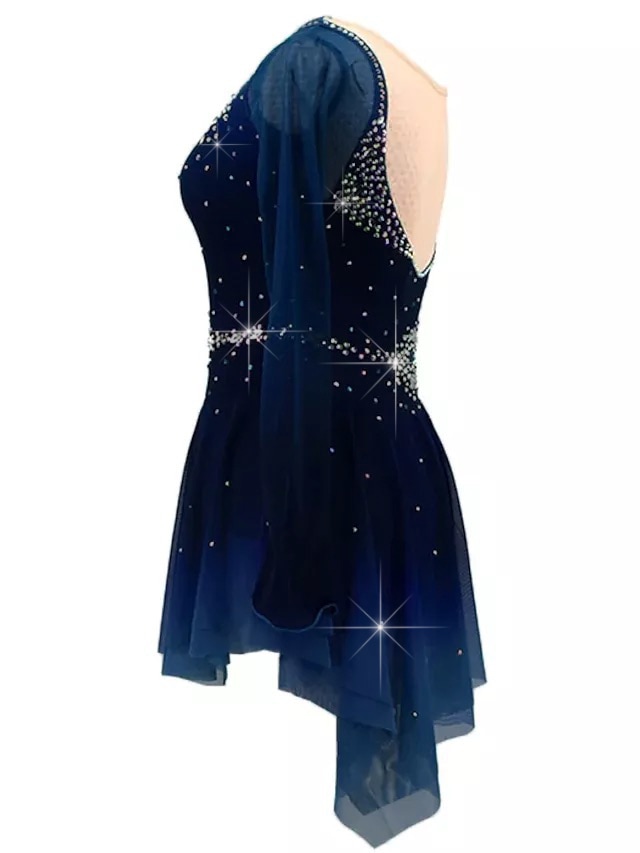 フィギュアスケート　レオタード　衣装　ドレス ネイビー ビーズ装飾 フィギュアスケート レオタード 衣装 ドレス ネイビー ビーズ