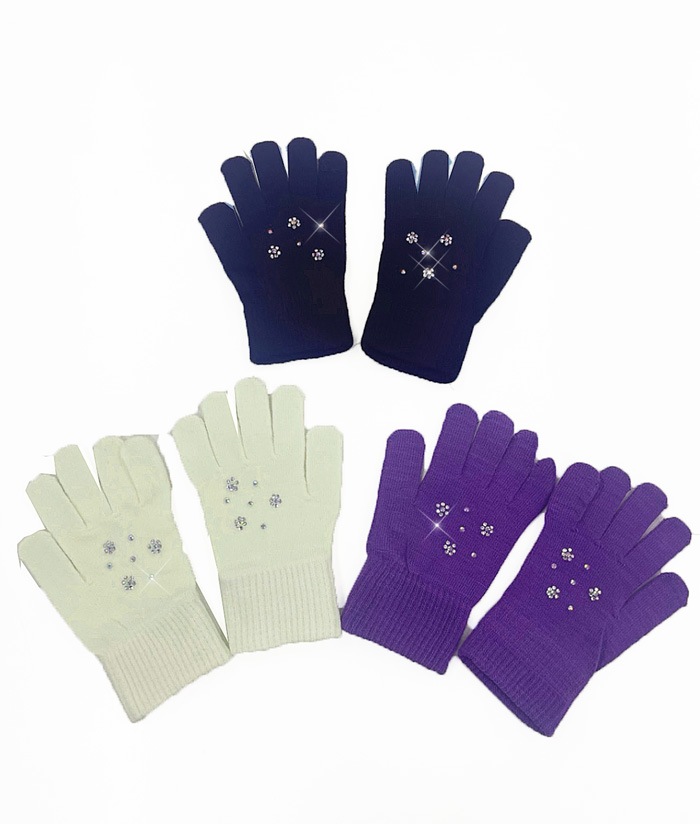 のびのび可愛いストーン付き手袋 - フィギュアスケートのコスチューム