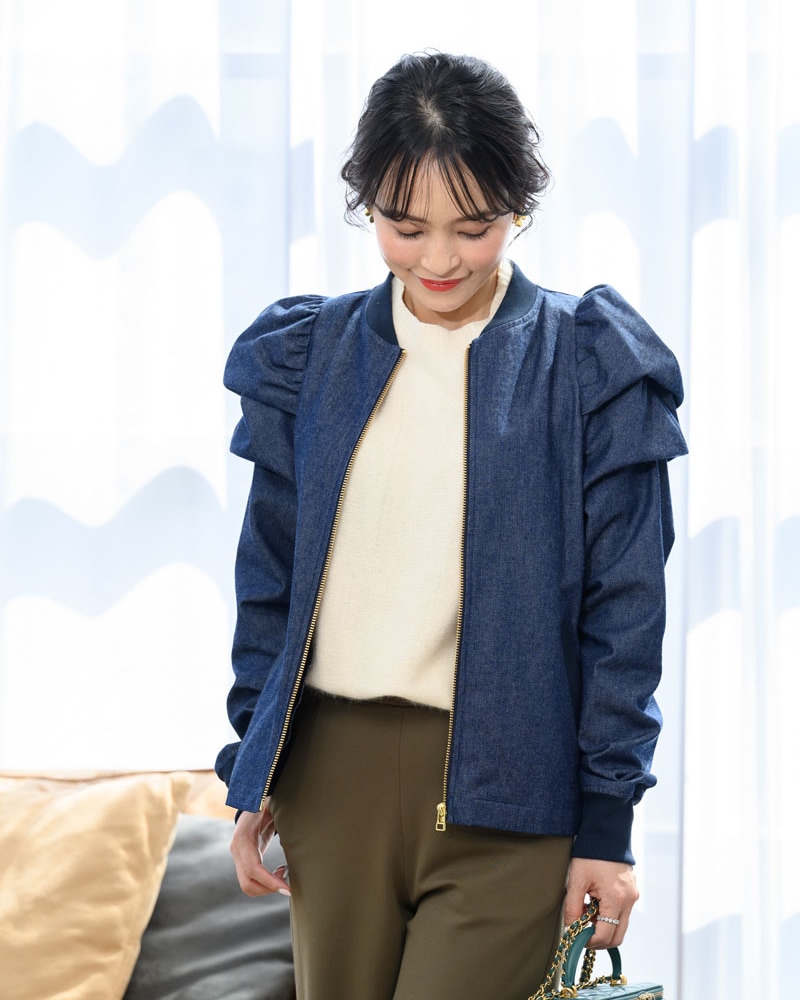 【final mark down sale】 パフショルダーデニムジャケット