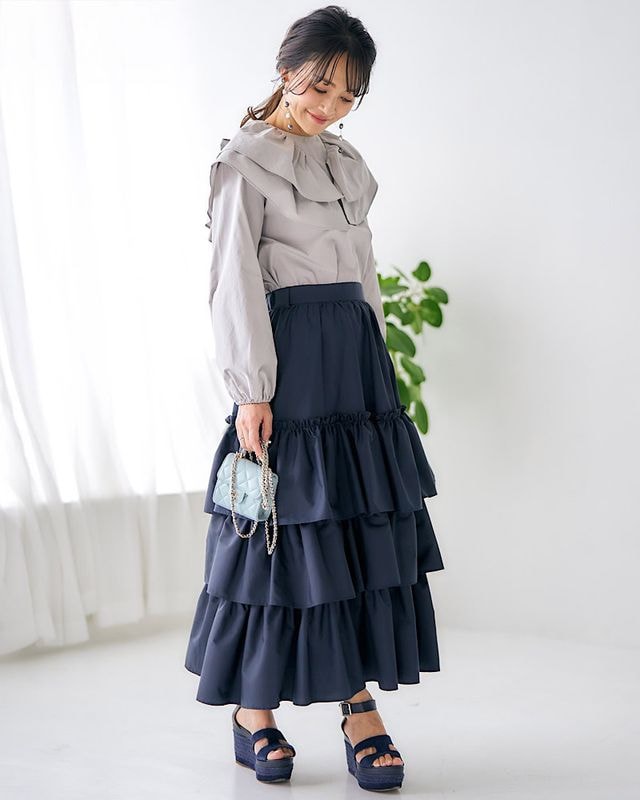 SALE【残り1点のみ】ティアードフリルボリュームスカート