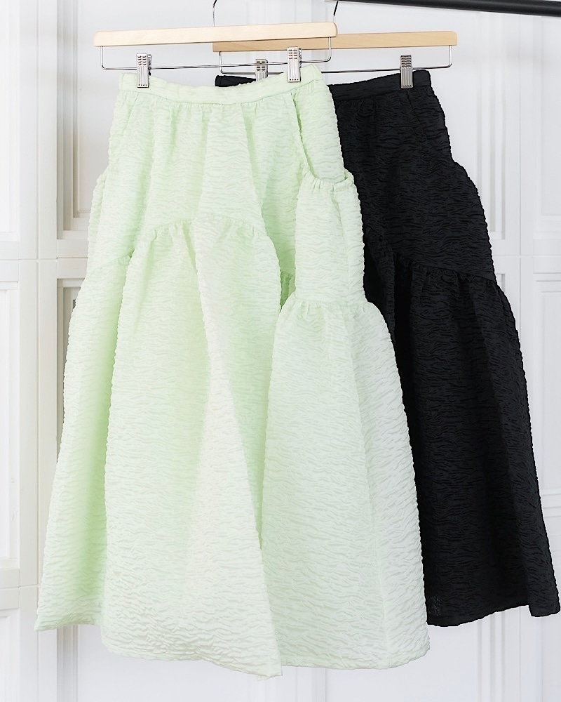 MARONENONFEEマーロンエノンフィ　ジオメトリックジャガードスカート　F 残りわずか】ジャガードフレアボリュームスカート | Skirts