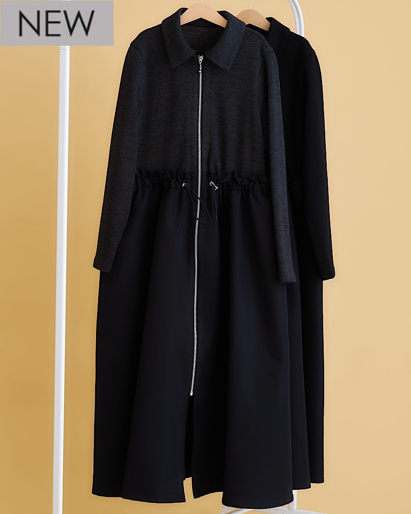 マーロンエノンフィ ニットタフタワンピース LAGUNAMOON