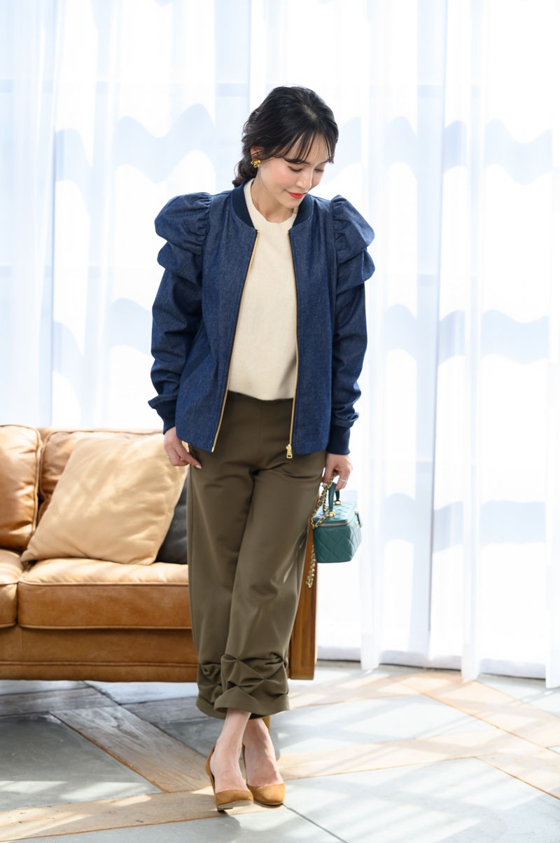 【final mark down sale】 パフショルダーデニムジャケット