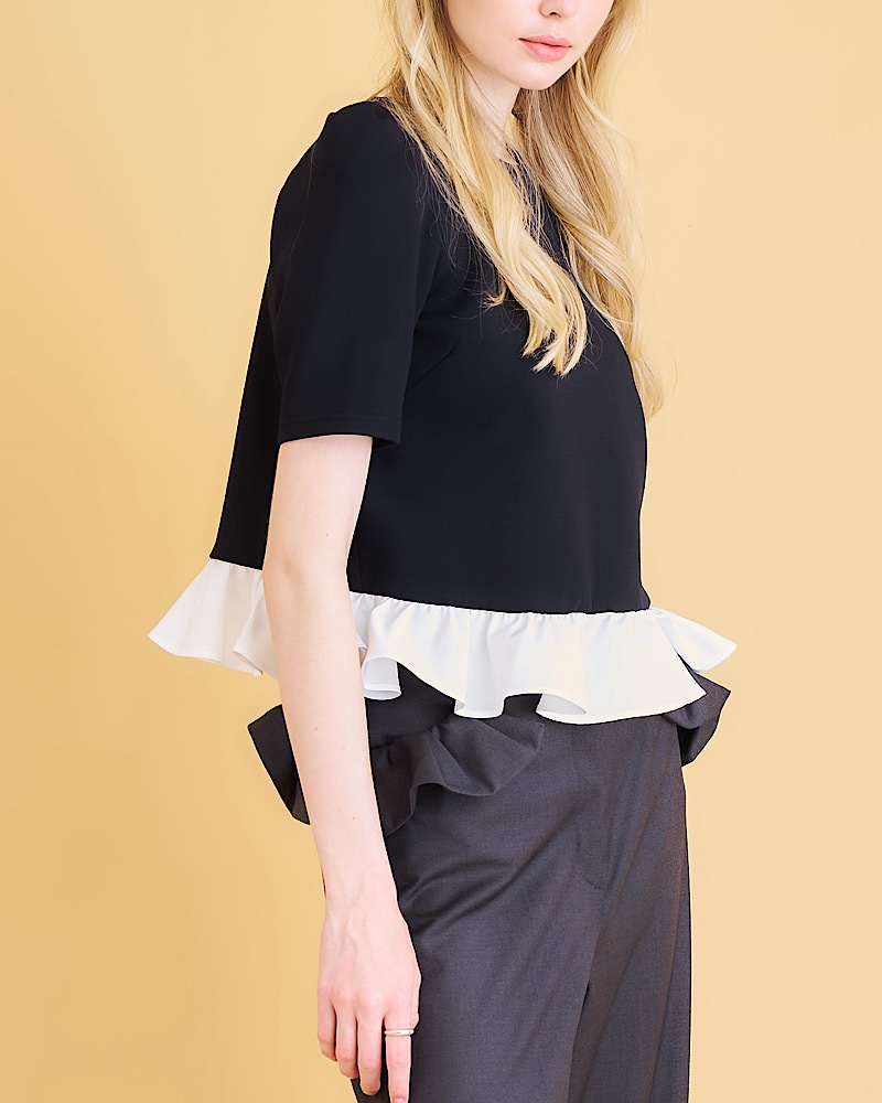 マーロンエノンフィ　ホワイトトップス ハーフスリーブフリルトップス | Tops | MARONENONFEE マーロン