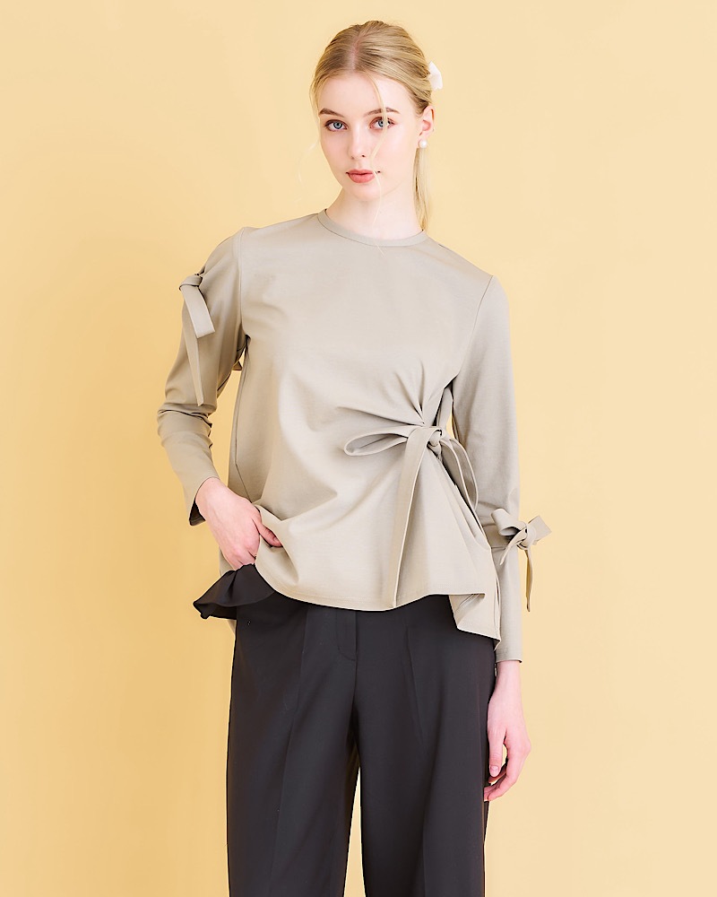 Riu リボンアシンメトリートップス Riu リボンアシンメトリートップス 新色】Asymmetric Ribbon Top