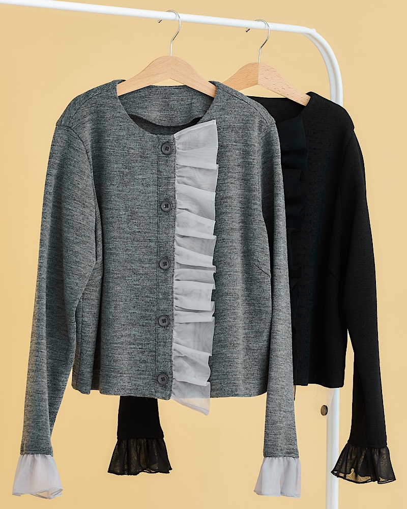 フリルニットカーディガン | Tops | MARONENONFEE マーロン