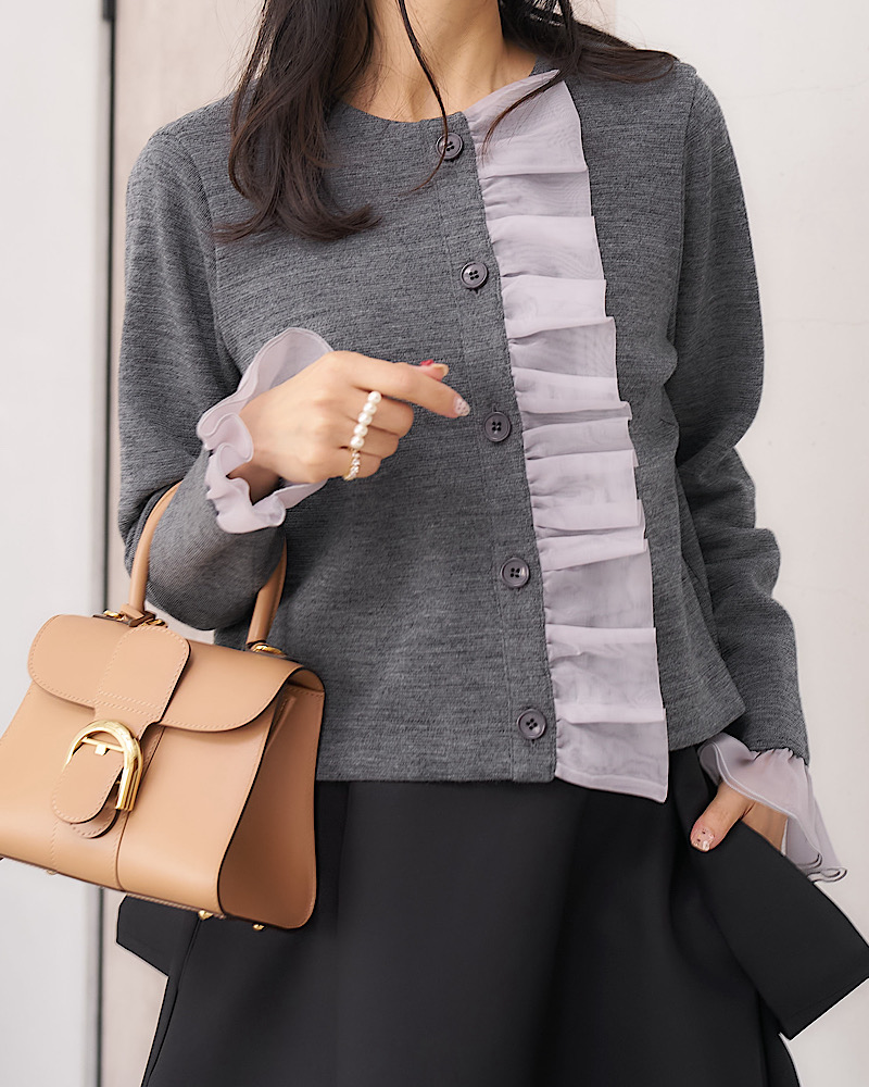 フリルニットカーディガン | Tops | MARONENONFEE マーロン