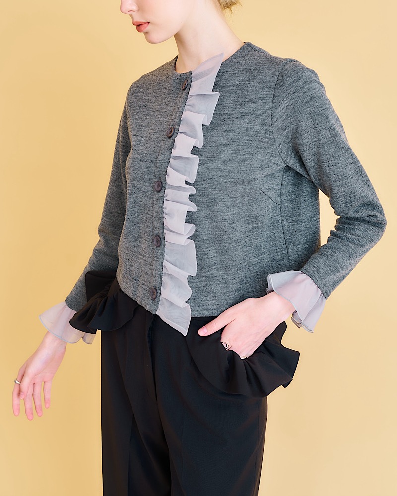 残りわずか】フリルニットカーディガン | Tops | MARONENONFEE