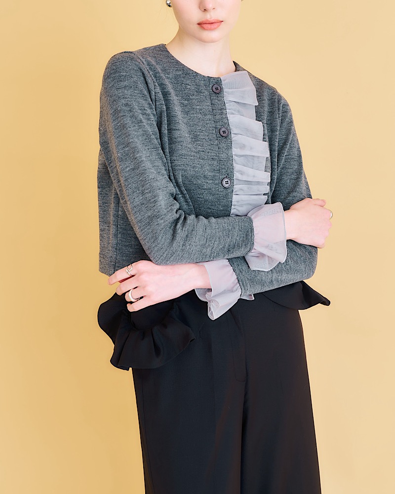 フリルニットカーディガン　maronenonfee フリルニットカーディガン | Tops | MARONENONFEE マーロン