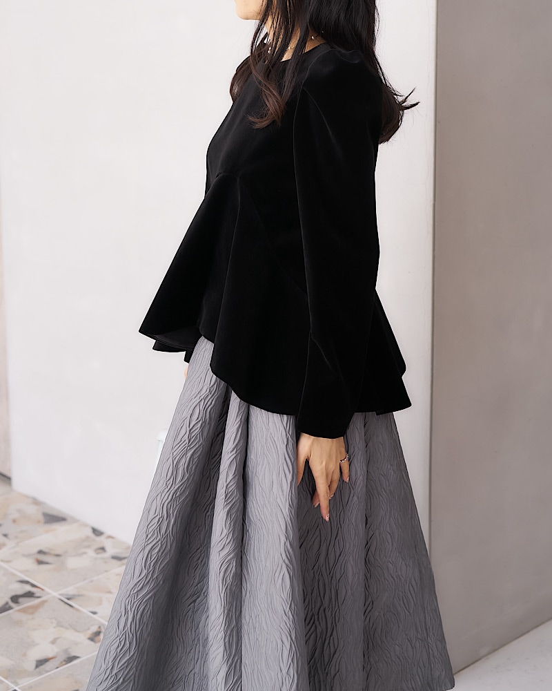MARONENONFEE マーロンエノンフィ　ベロアフレアトップス 1月14日頃より順次配送】ベロアフレアトップス | Tops | MARONENONFEE