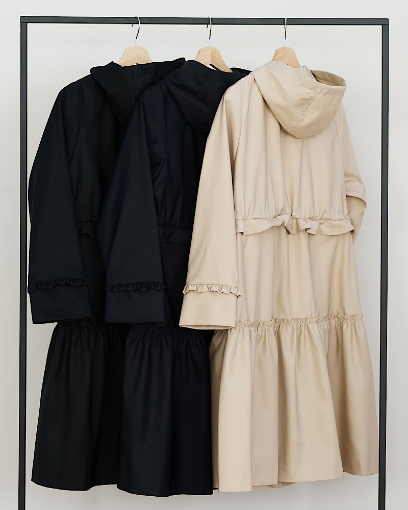 【残りわずか】フリルディテールフーデッドコート