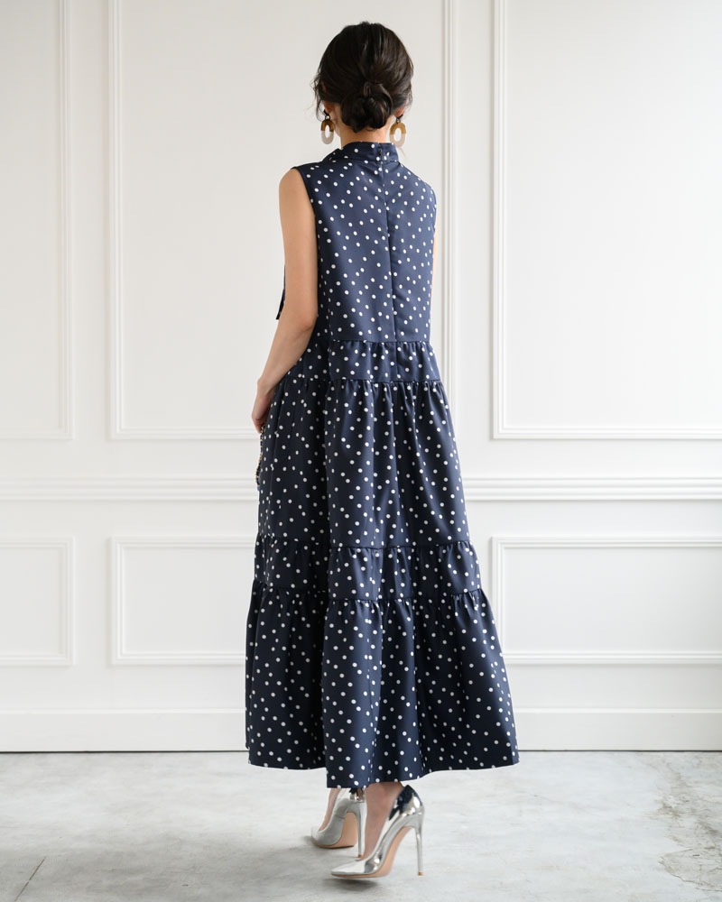 【white38size/2点のみ】ドットティアードフリルワンピース