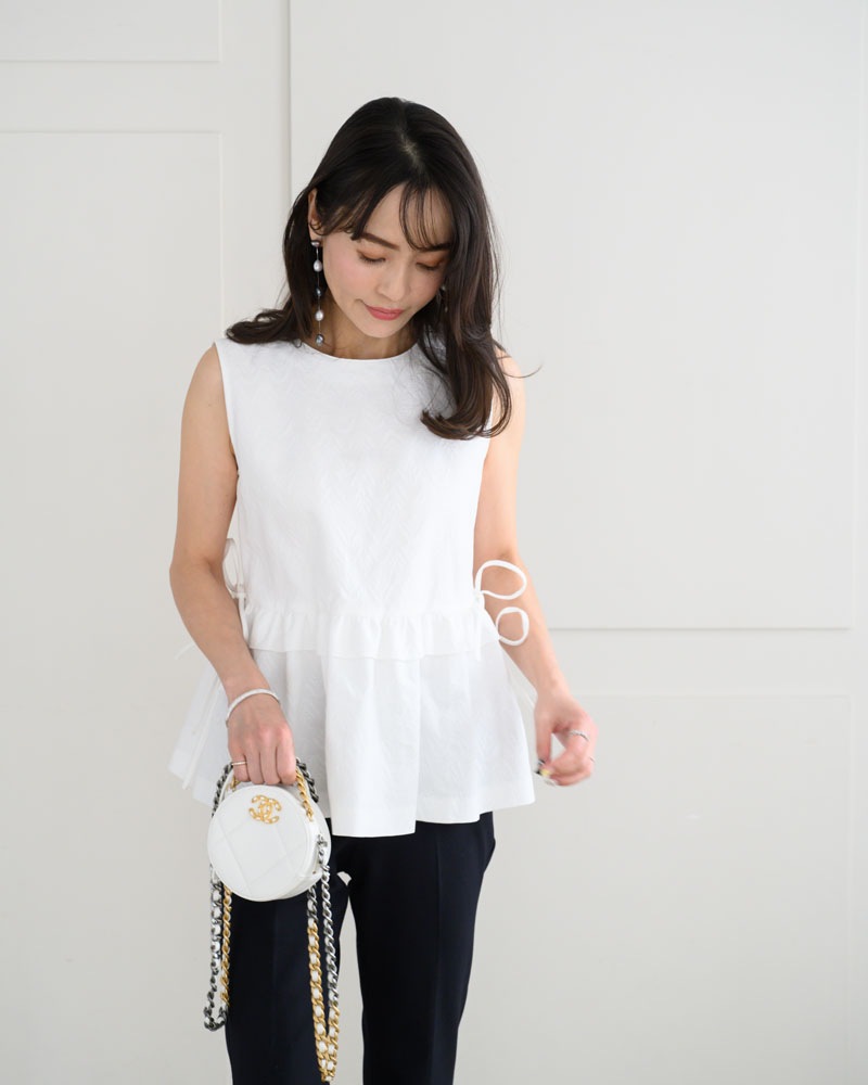 【summer sale 50%off】【残りわずか】ホワイトジャガードトップス