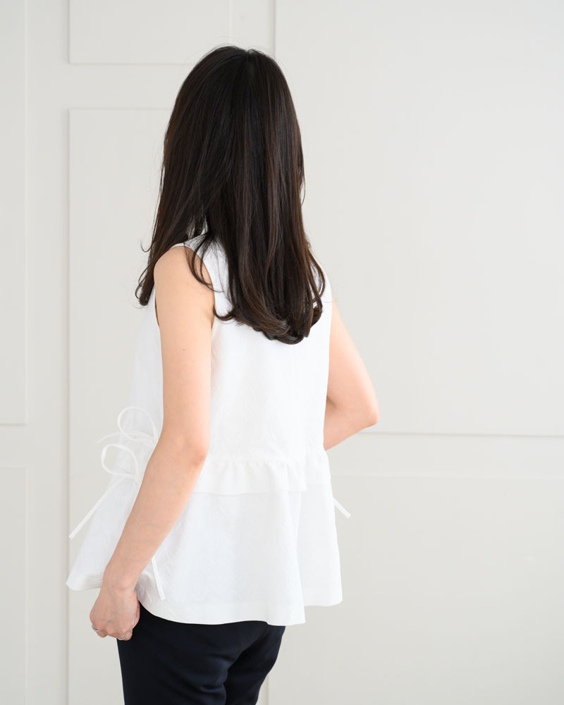 【summer sale 50%off】【残りわずか】ホワイトジャガードトップス