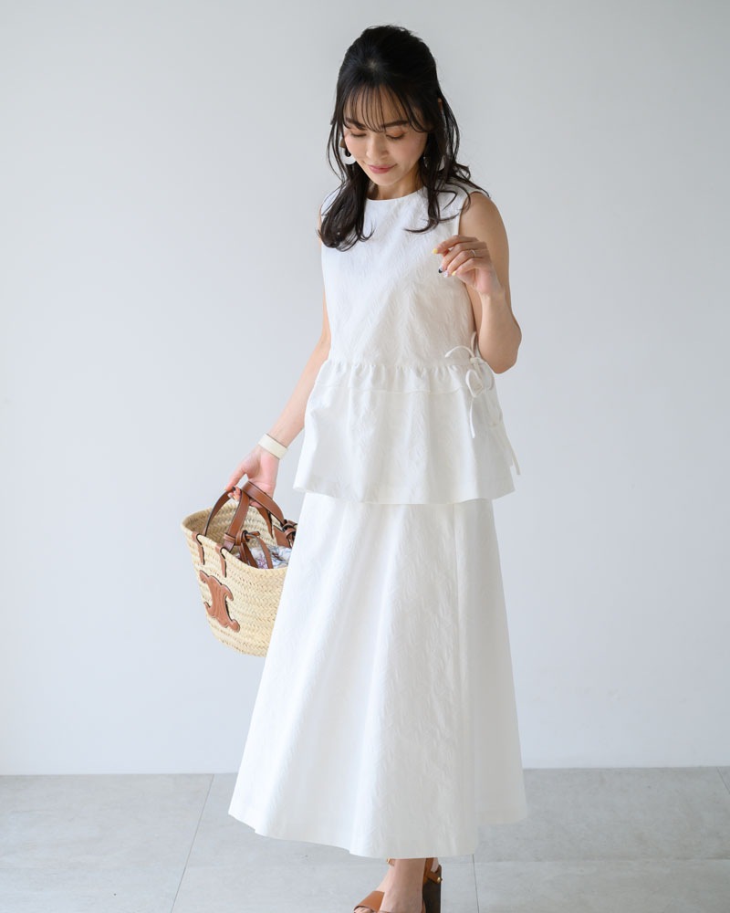 【summer sale 50%off】【残りわずか】ホワイトジャガードトップス