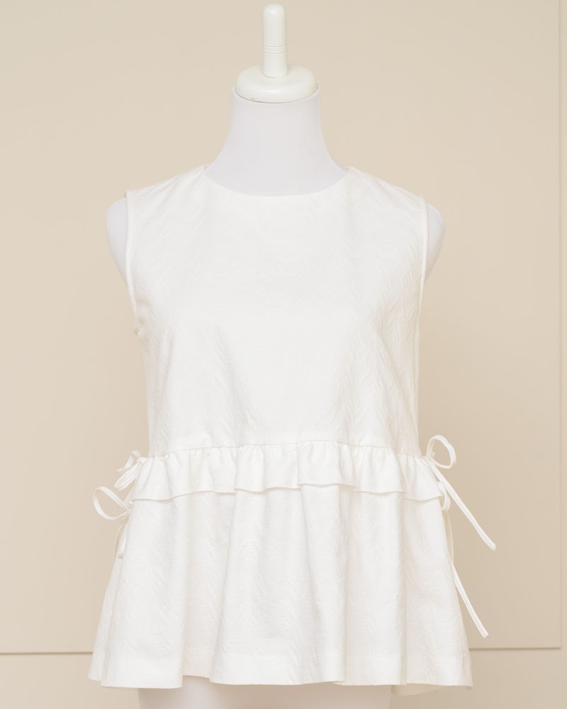 【summer sale 50%off】【残りわずか】ホワイトジャガードトップス