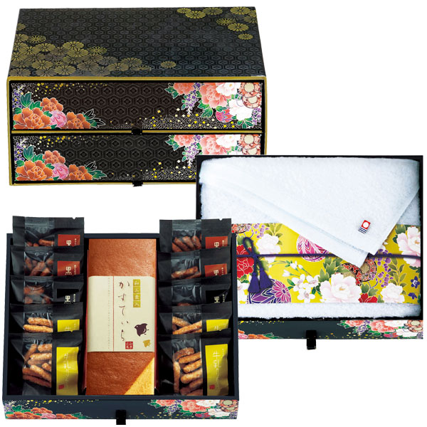 匠菴謹製 ミニたんす御進物 「ほまれ」かすてぃら&今治産たおる