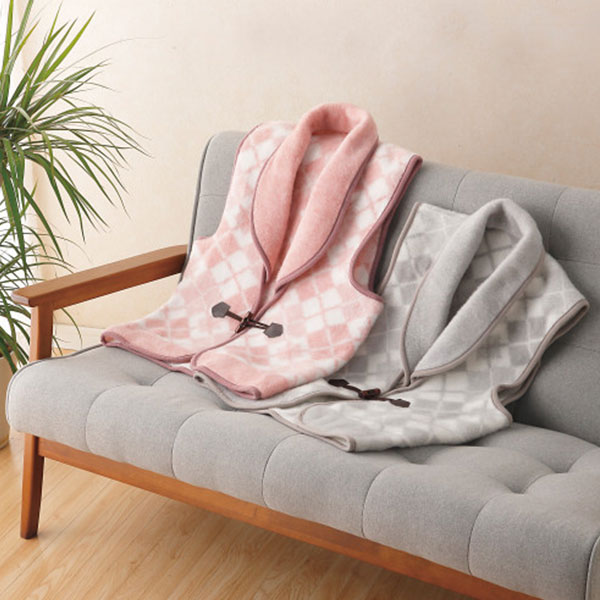 ジャカード織 衿付きアクリルベスト グレー WAB-605 【送料無料