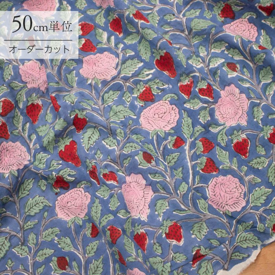 【計り売 50cm-】【 インド ブロックプリント 生地 (f024) 】