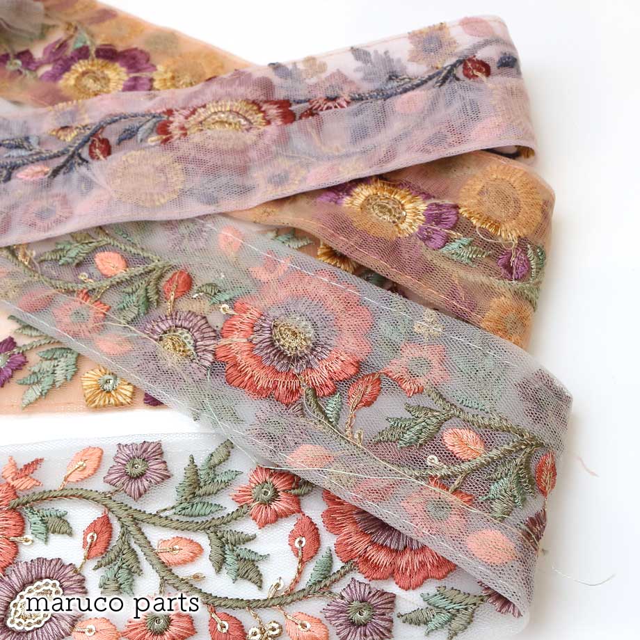 【計り売 50cm-】【 インド刺繍リボン  (271) ＊ 幅 約55mm 】 