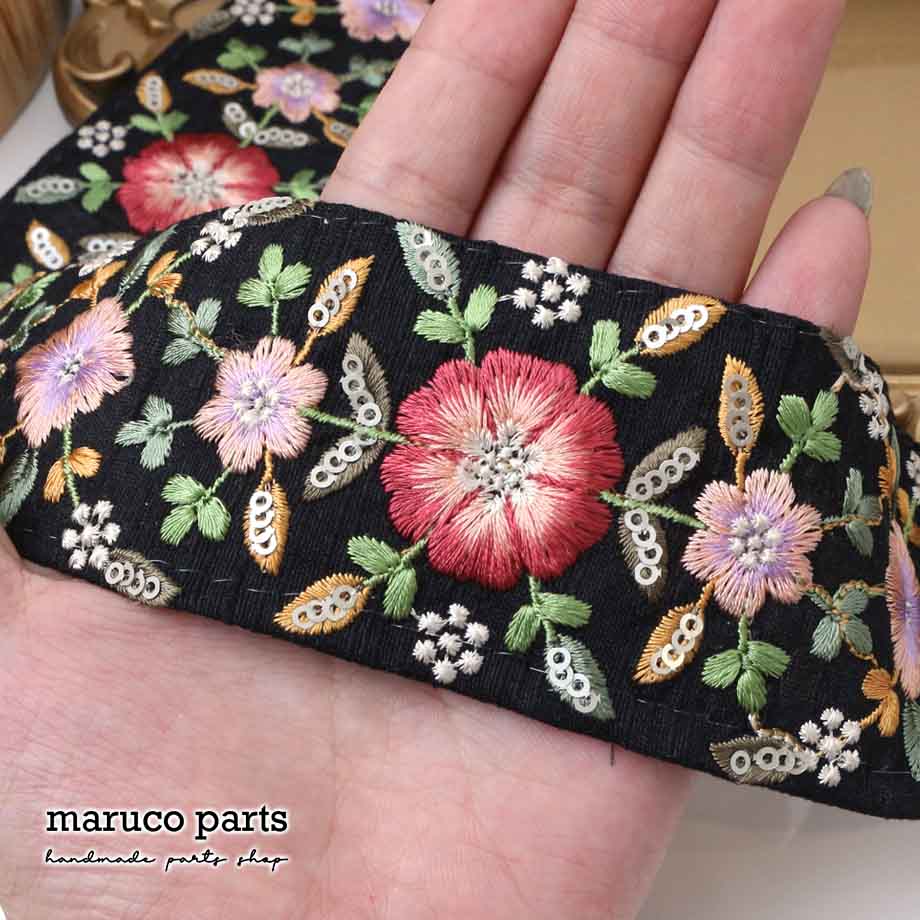 【計り売 50cm-】【 インド刺繍リボン  (340) ＊ 幅 約45-50cm 】