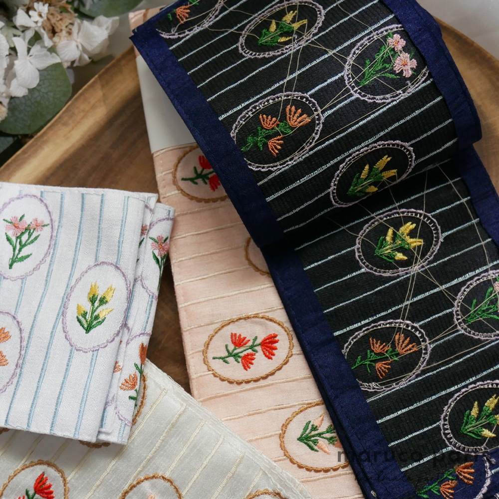 【1本2m】【 インド刺繍リボン (c011) ＊ 幅 約105mm 】